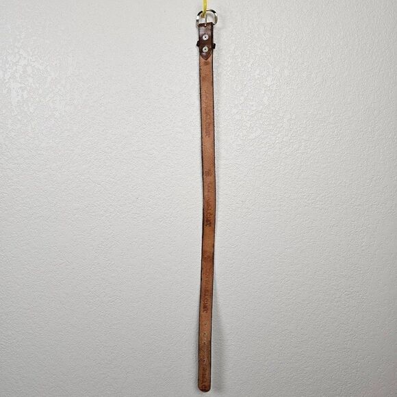 Vintage Brown Genuine Leather Western Country Girl Red Rose Embossed Tooled Belt - Picture 9 of 10